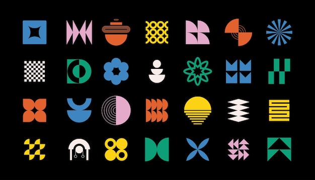 Mega-geometrische und abstrakte Formen Sammlung Abstrakte Symbole Satz Vektorelemente Geometrische