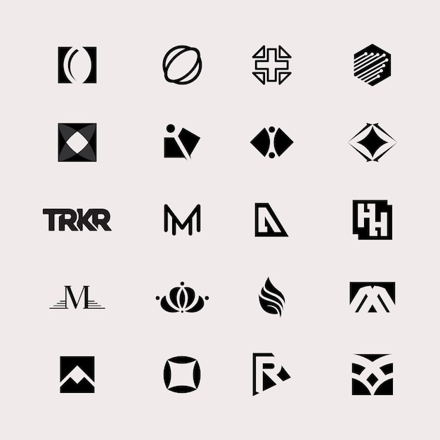 Vektor mega-logo-kollektion abstraktes designkonzept für branding mit goldenem gradient
