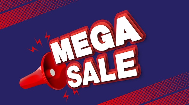 Vektor mega-sale-banner-design-vorlage megaphon vektor-illustration