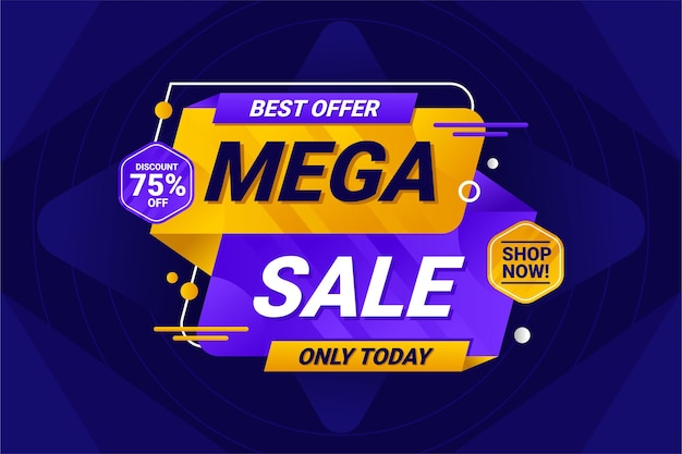 Mega sale banner promotion farbverlauf abstrakten hintergrund