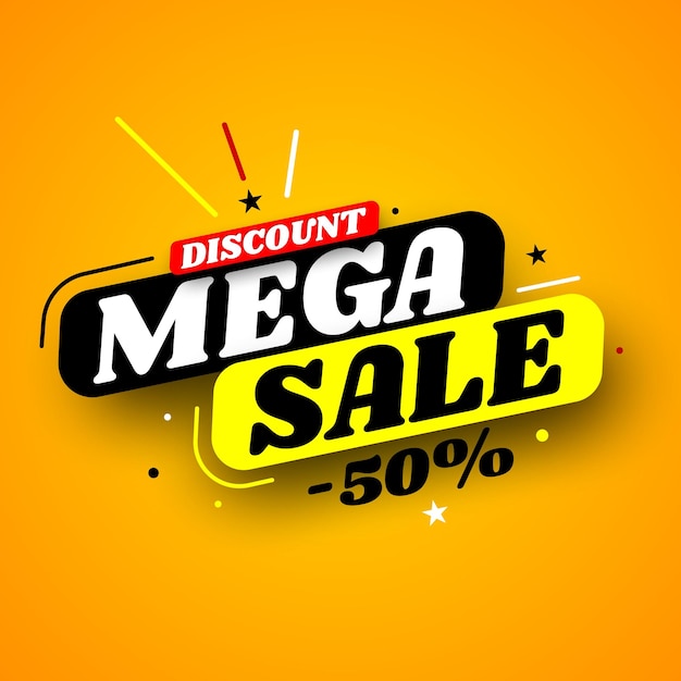 Mega-sale-banner-rabatt 50 vektor-illustration