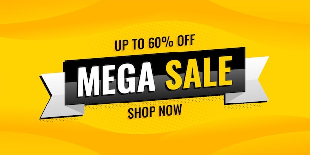 Vektor mega-sale-banner-sonderangebot, großer rabatt, saisonende-promo-banner-promotion