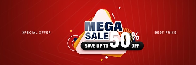 Mega sale banner template design für web oder social media.