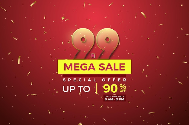 Mega Sale Hintergrund mit transparenten Zahlen mit braunem Rand