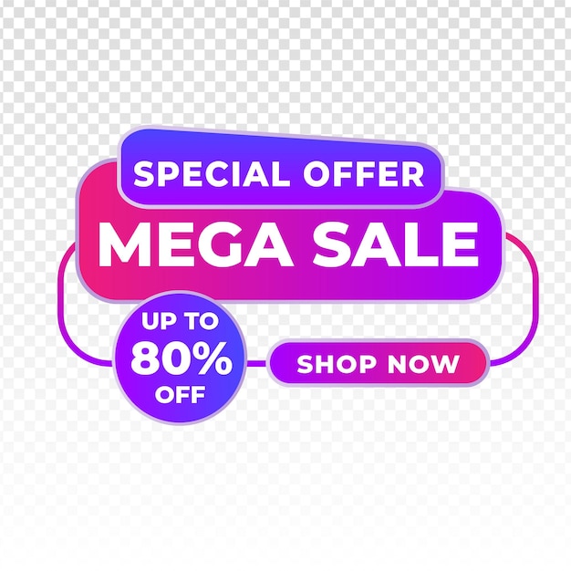 Mega sale label auf transparentem hintergrund