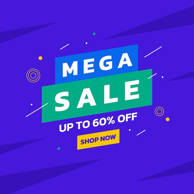 Mega Sale lila mit Angebotsvektorvorlage für Werbebanner