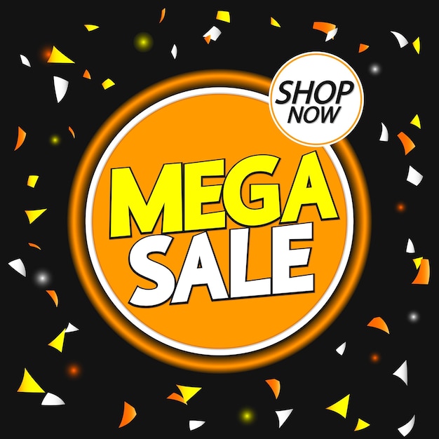 Mega-sale-plakat-design-vorlage oder banner für shop- und online-shop-vektorillustration