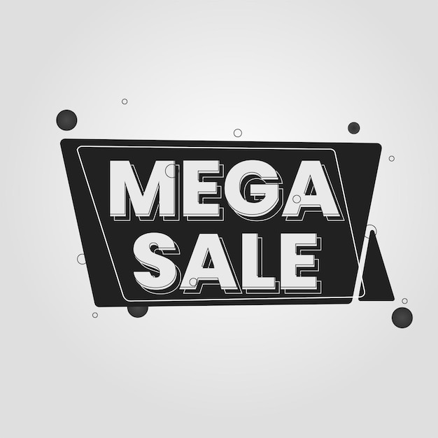 Mega-sale-promo-design mit schwarzem und weißem hintergrund