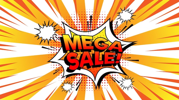 Vektor mega sale sprechblase im restro-comic-stil