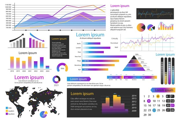 Vektor mega-satz von infografischen elementen daten-visualisierung vektor-design-vorlage kann für schritte optionen geschäftsprozess workflow-diagramm flowchart zeitleiste marketing bundle info-grafiken verwendet werden