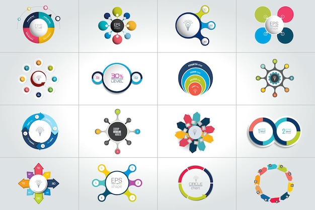 Mega-satz von kreis runden infografik-vorlagen diagramme diagramm präsentationen diagramm geschäftskonzept