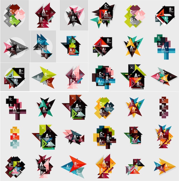 Mega-Set geometrischer Weboptionsbox-Banner