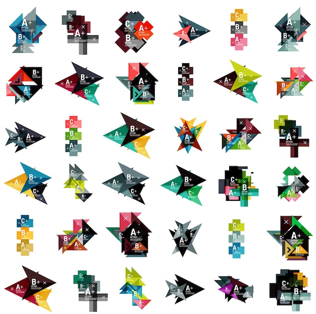 Mega-Set geometrischer Weboptionsbox-Banner