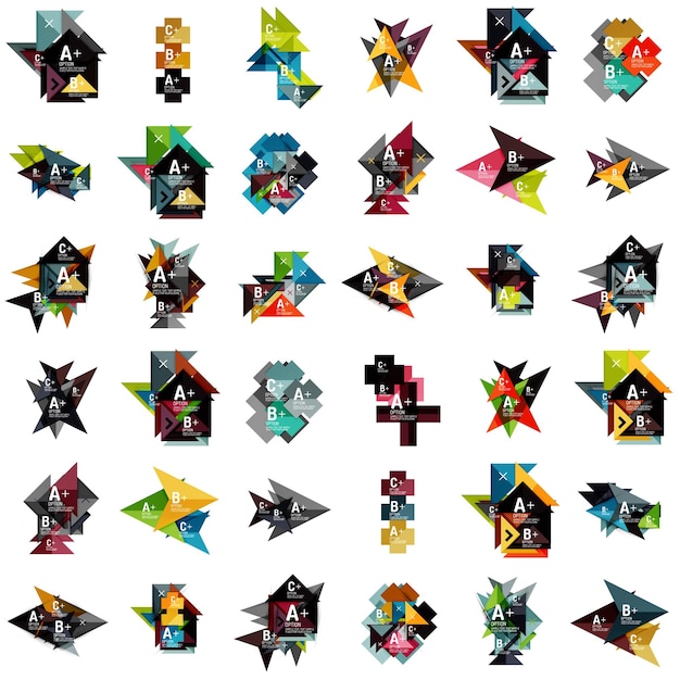 Mega-Set geometrischer Weboptionsbox-Banner