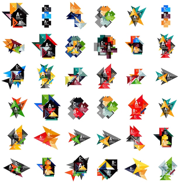 Mega-Set geometrischer Weboptionsbox-Banner