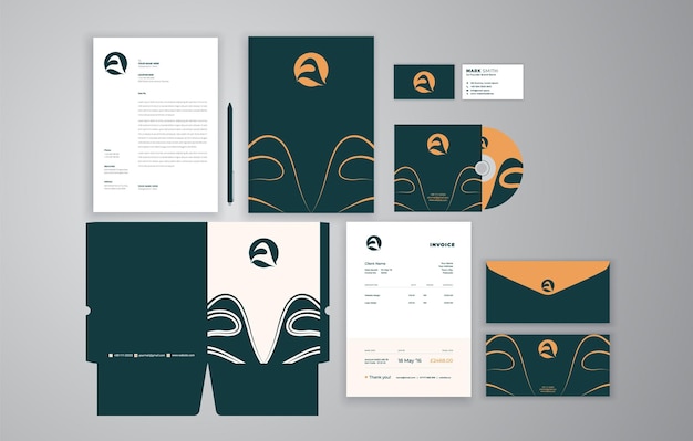 Mega-set von branding-briefpapier-design