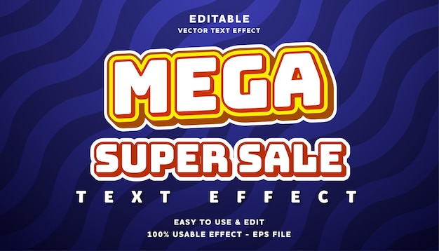 Mega super sale editierbarer texteffekt mit modernem und einfachem stil, verwendbar für logo oder kampagnentitel