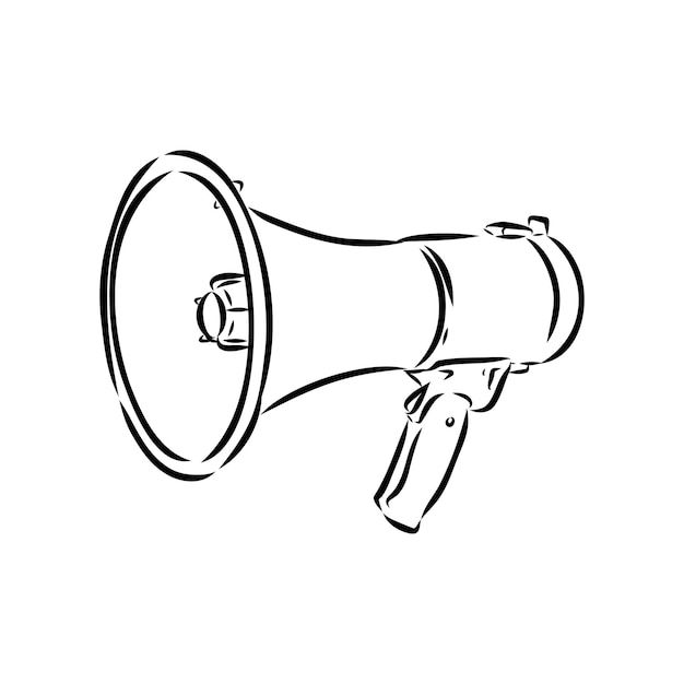 Megaphon Bullhorn Skizze handgezeichnete Vintage-Vektor-Illustration