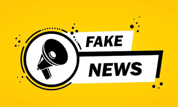 Megaphon mit fake news sprechblase banner. lautsprecher. label für business, marketing und werbung. vektor auf isoliertem hintergrund. eps 10.