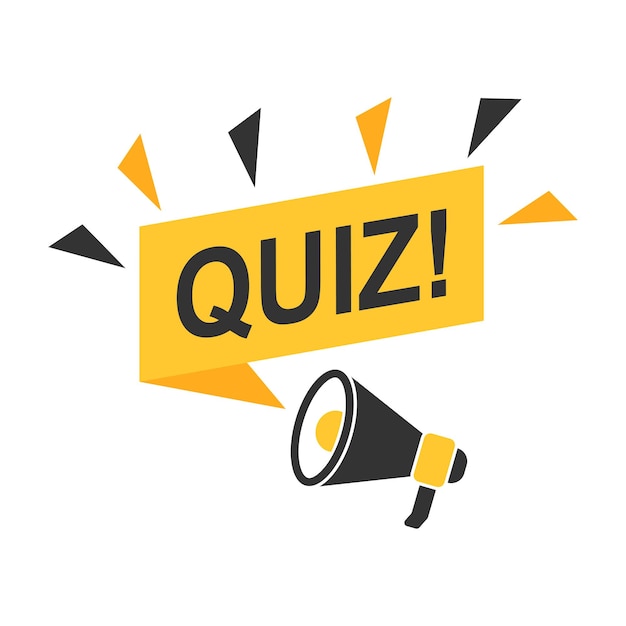Megaphon mit Quiz-Sprechblasen-Symbol im flachen Stil Fragebogen