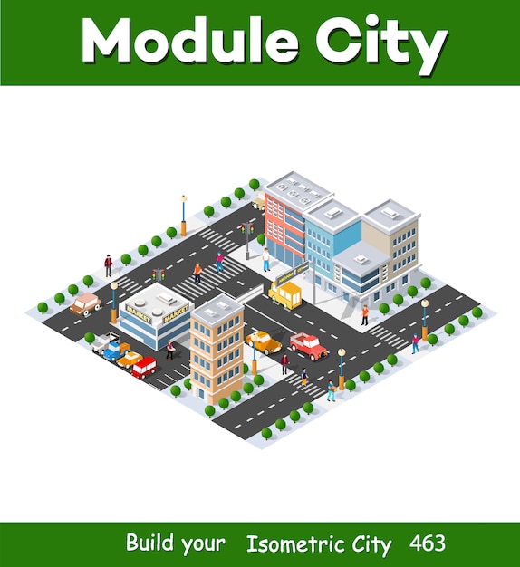 Megapolis isometrische dreidimensionale ansicht stadt