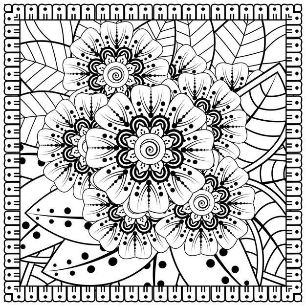 Mehndi blume dekorative ornament im ethnischen orientalischen stil doodle ornament umriss hand zeichnen