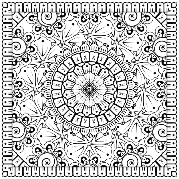 Mehndi blume dekorative ornament im ethnischen orientalischen stil doodle ornament umriss hand zeichnen