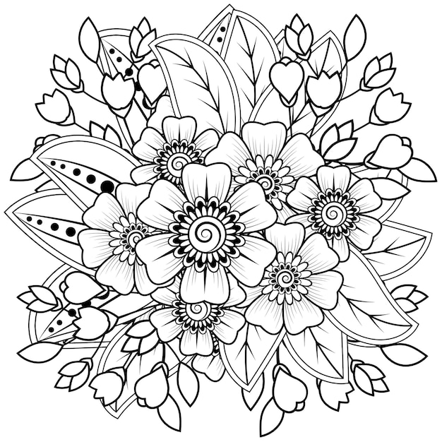 Mehndi-Blume für Henna lokalisiert auf Weiß