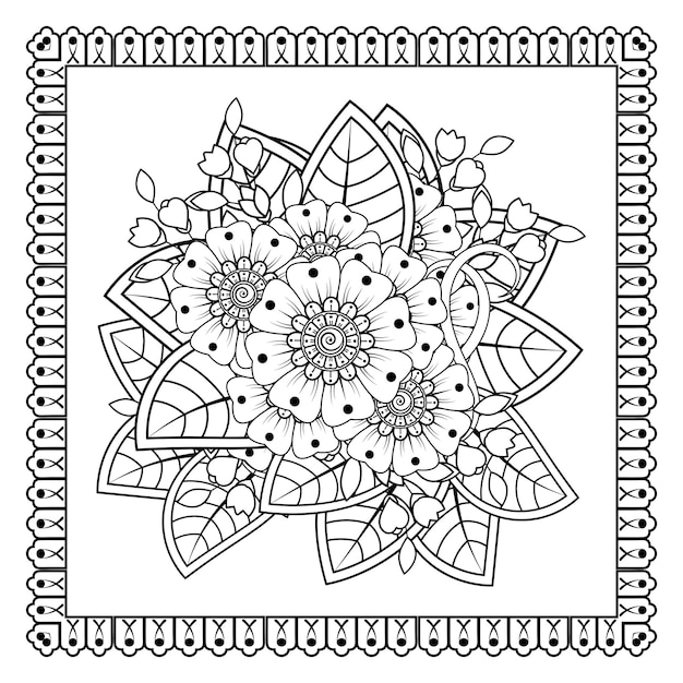 Mehndi-blume für henna-mehndi-tattoo-dekoration dekoratives ornament im ethnisch-orientalischen stil