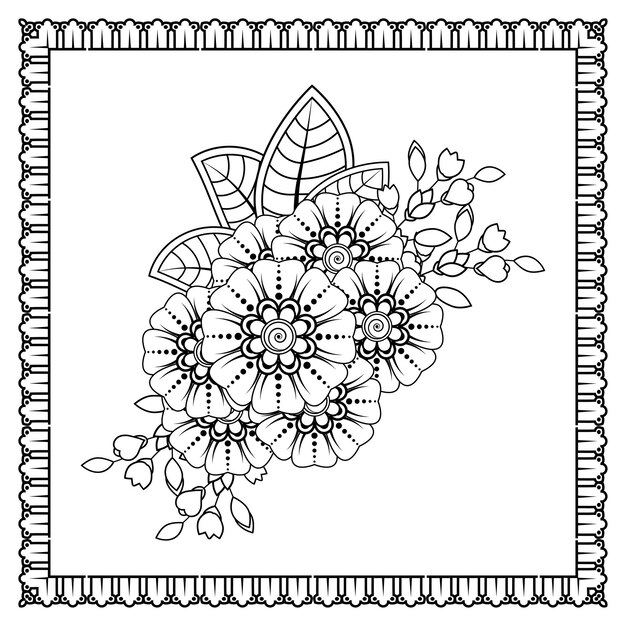 Mehndi-blume für henna-mehndi-tattoo-dekoration dekoratives ornament im ethnisch-orientalischen stil
