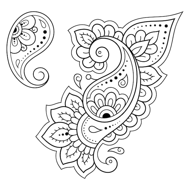 Vektor mehndi-blumenmuster für henna-zeichnung und tätowierung dekoration im ethnischen orientalischen indischen stil doodle-ornament umriss handzeichnung vektorillustration