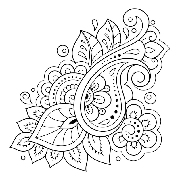 Mehndi-blumenmuster für henna-zeichnung und tätowierung dekoration im ethnischen orientalischen indischen stil doodle-ornament umriss handzeichnung vektorillustration