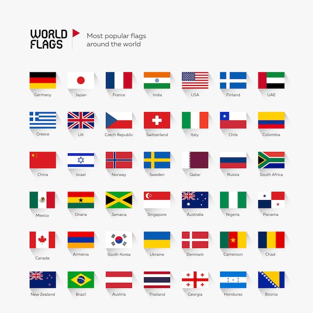 Flaggen Sammlung der Welt Clip Art. Alle Flaggen zum ausdrucken mit Namen,  EPS, Illustrator und PDF Dateien, Nationalflaggen. - .de