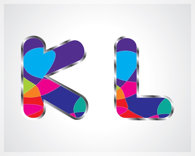 Mehrfarbige Formen Stil Alphabet Buchstaben auf grauem Hintergrund isoliert