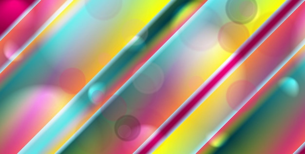 Mehrfarbige glatte Streifen und abstrakter Bokeh-Hintergrund