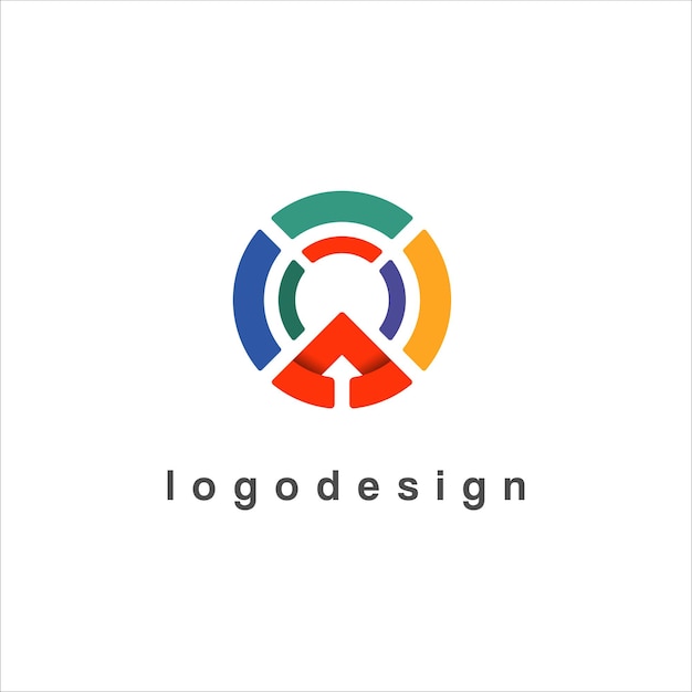 Mehrfarbiger indikatorkreis und pfeil-logo-design, verwendbar für internet- und technologie-branding-logo-design