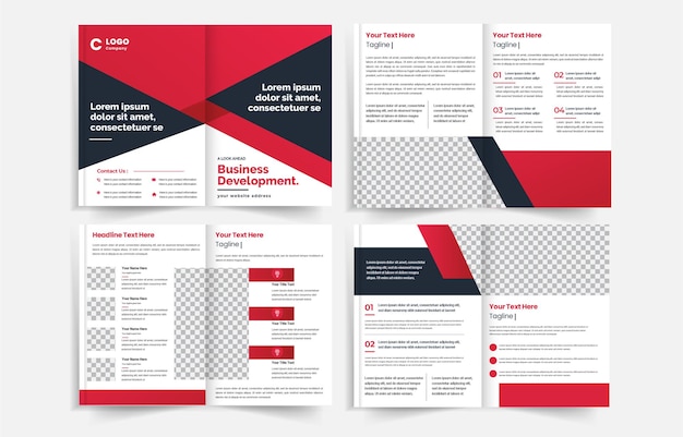 Vektor mehrseitiges geschäftsbroschüren-vorlagendesign firmenprofil-vorlagen-layout-design