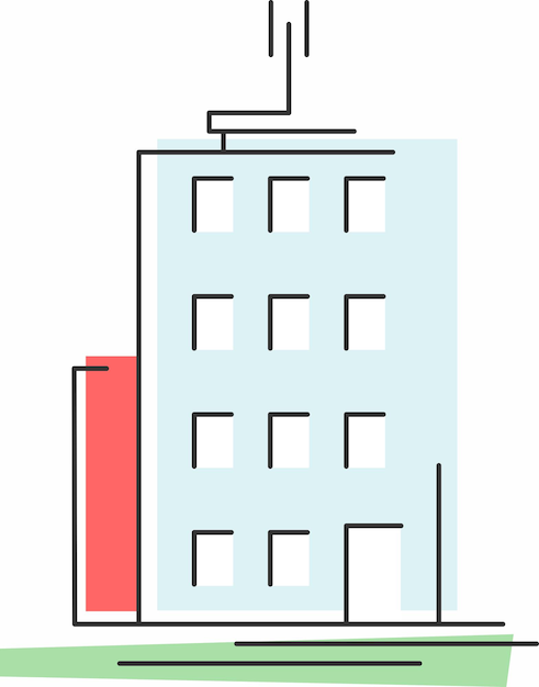 Vektor mehrstöckiges wohngebäude im flat line minimalist style