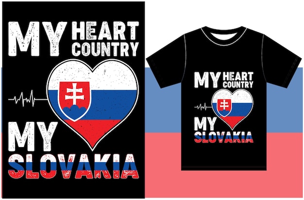 Vektor mein herz, mein land, meine slowakei. slowakei-flaggen-t-shirt design. typografie-vektor-design.