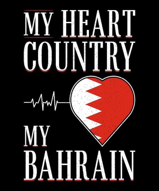 Mein herzensland mein bahrain-bahrain-flaggenvektor design typografie-t-shirt