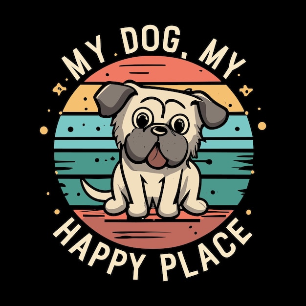 Vektor mein hund mein glücksort t-shirt design vektor