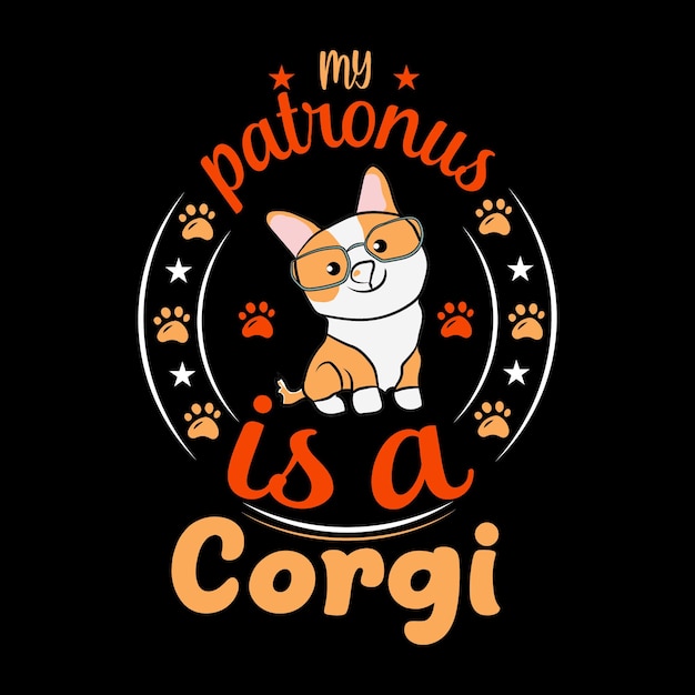 Vektor mein patronus ist ein corgi-t-shirt-design