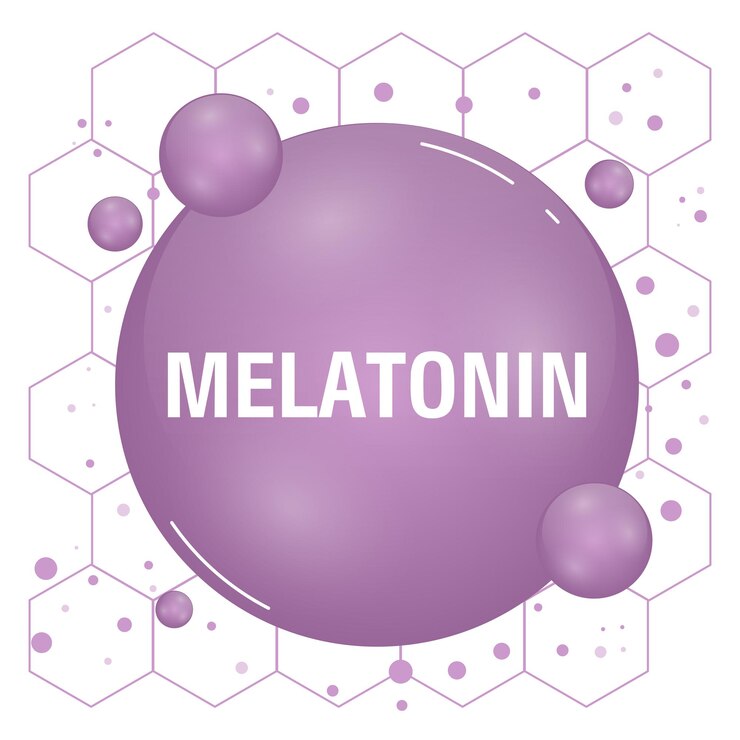 Vektor melatonin-hormonmolekül spielt eine rolle bei der synchronisierung des circadianen rhythmus vektorgrafik