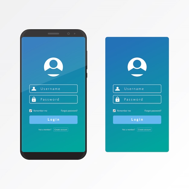 Melden sie sich in ui und ux mit einer smartphone-vektor-designvorlage an
