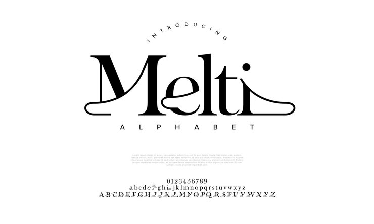 Vektor melti premium-luxus, elegante buchstaben und zahlen, elegante hochzeitstypografie, klassische serifenschrift