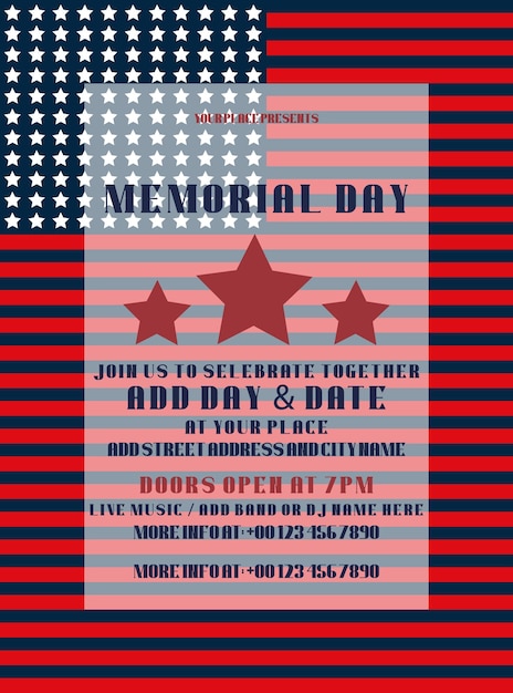 Memorial Day Big Party Poster Flyer oder Social Media Post Design