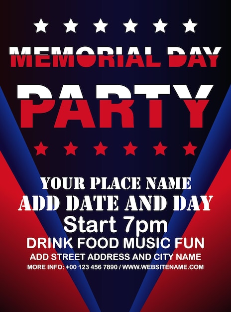 Vektor memorial day party flyer poster social-media-post-design