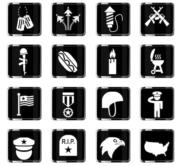 Memorial Day-Websymbole für das Design der Benutzeroberfläche