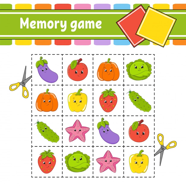 Memory-spiel für kinder. arbeitsblatt zur bildungsentwicklung.