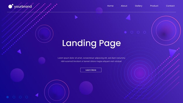 Memphis geometric gradient abstract landing page design premium-vektor